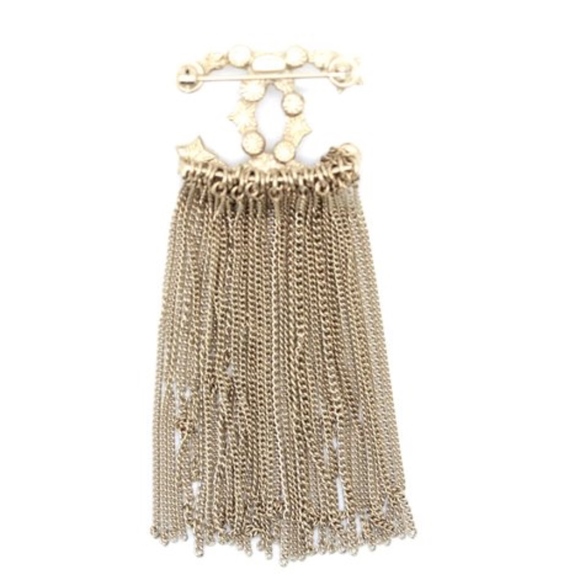 Gold Cc Star Pearls Tassel Hardware Brooch - Picture 4 of 7
